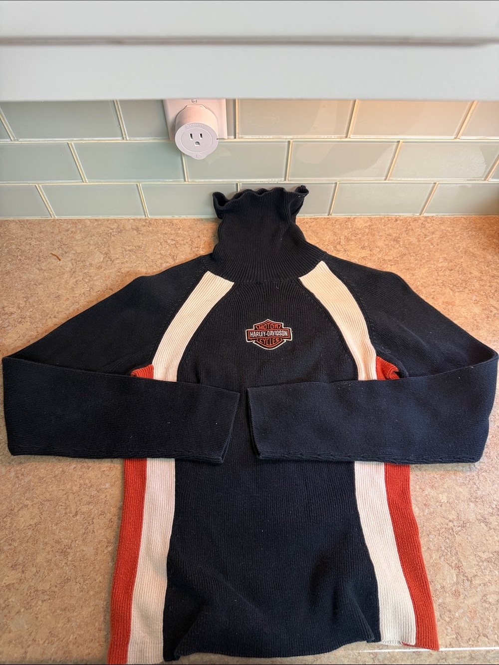 Harley-Davidson Black Sweater with Cream & Red Accents